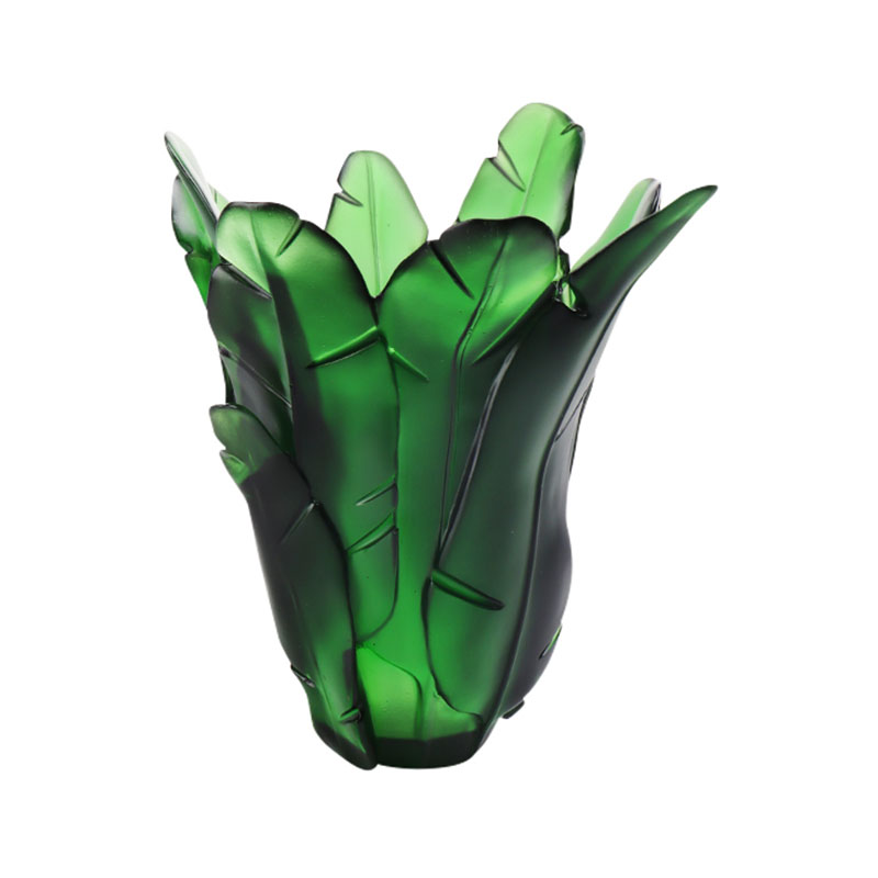 홈 장식 녹색 바나나 잎 유리 꽃병