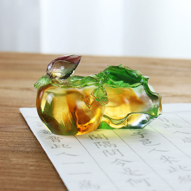 감 모양의 컬러 크리스탈 유리 조각 장식품