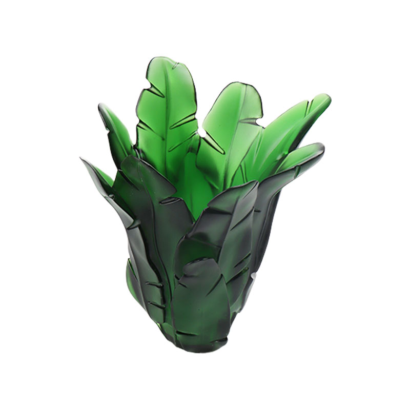 홈 장식 녹색 바나나 잎 유리 꽃병