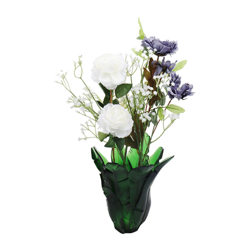 홈 장식 녹색 바나나 잎 유리 꽃병