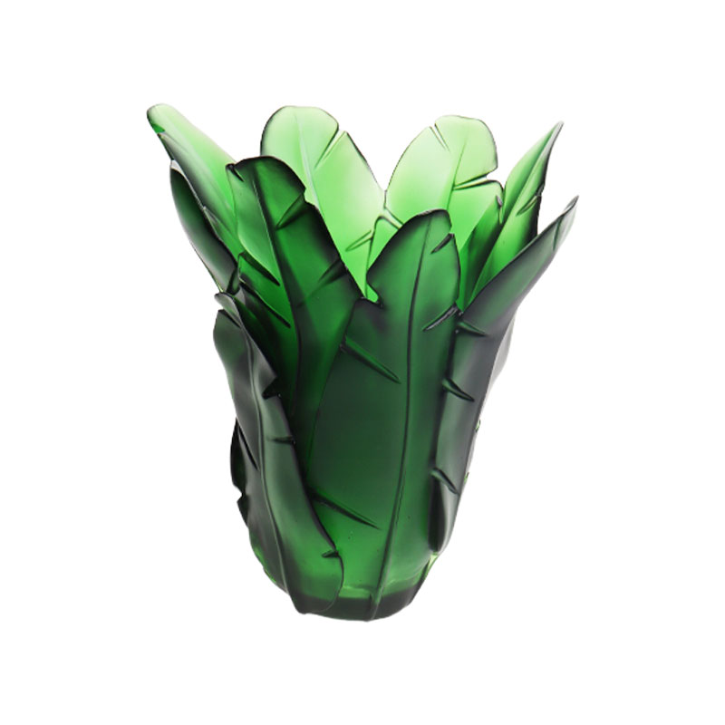 홈 장식 녹색 바나나 잎 유리 꽃병