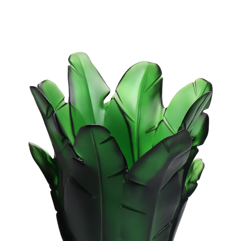 홈 장식 녹색 바나나 잎 유리 꽃병