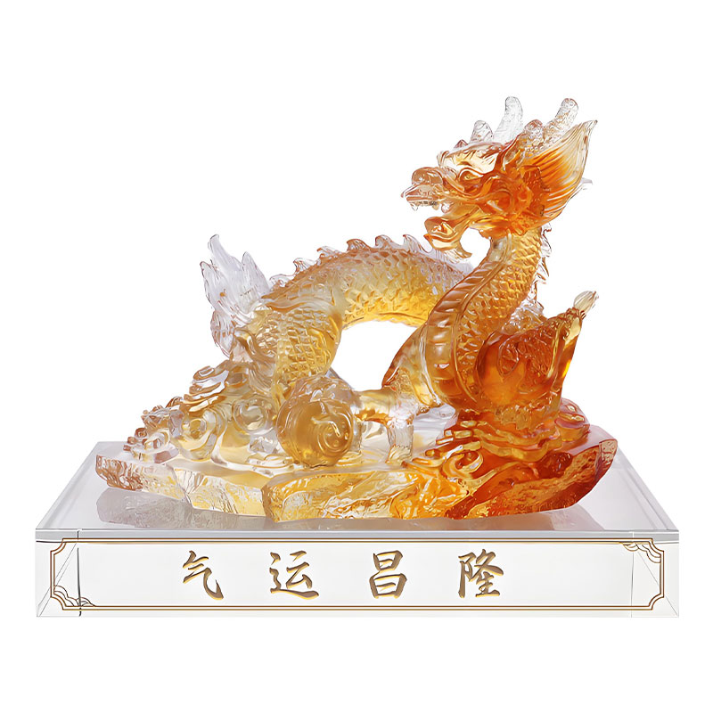 번영하는 행운- 밝은 호박색 liuli 크리스탈 드래곤 장식