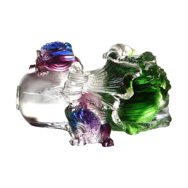 크리스탈 유리 황금 두꺼비 조각 장식품