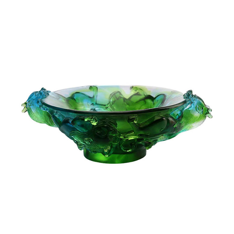 투명한 녹색 유리 과일 접시