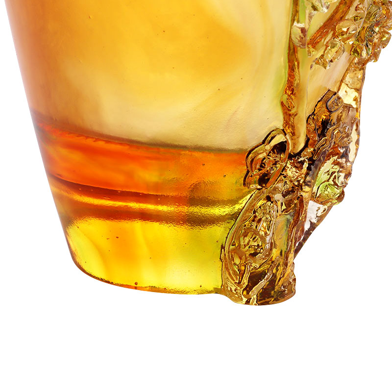 홈 장식 매화 조각 디자인 호박 유리 꽃병