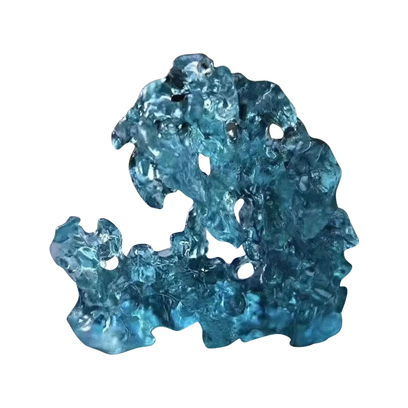 바위 모양의 파란색 유리 장식품
