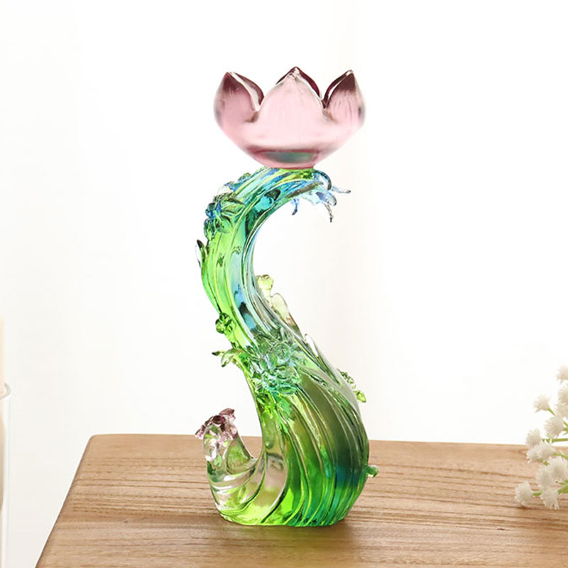 크리스탈 유리 연꽃 모양 촛대