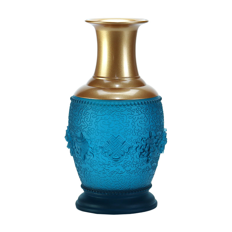 감청색 여덟 가지 상서로운 상징 불교 제단 크리스탈 유리 공물