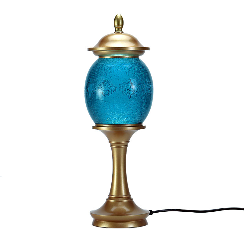 감청색 여덟 가지 상서로운 상징 불교 제단 크리스탈 유리 공물