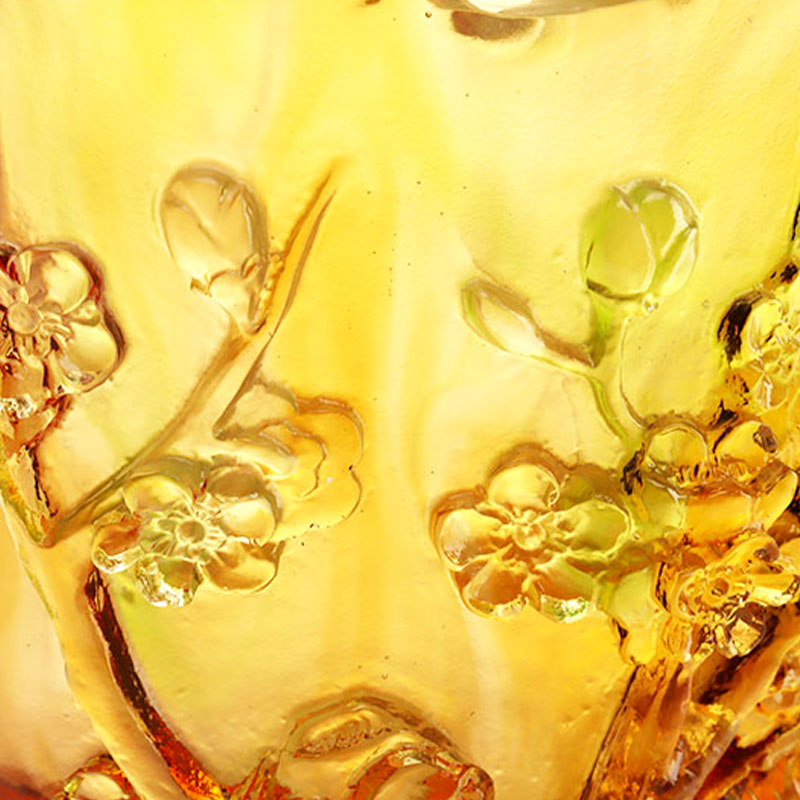 홈 장식 매화 조각 디자인 호박 유리 꽃병