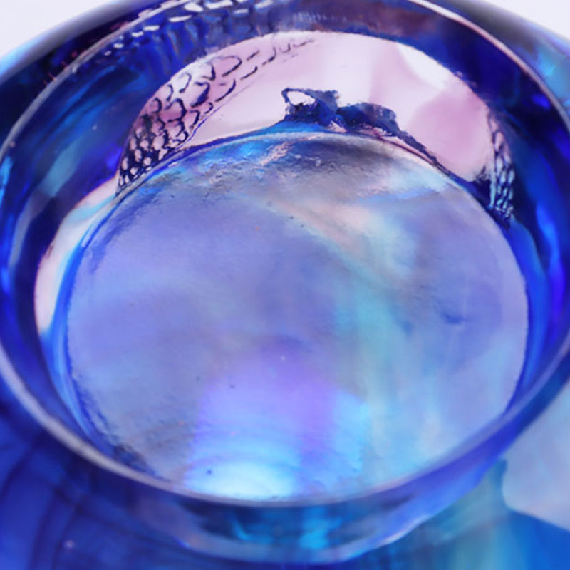 파란색 유약 크리스탈 조각 캔들 홀더