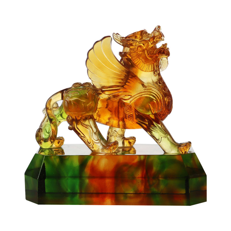 수정처럼 투명한 유약 짐승 장식품