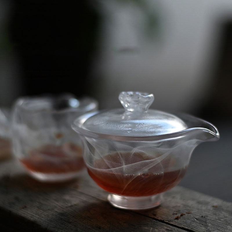 찻주전자, 찻잔이 포함된 투명 유리 차 세트
