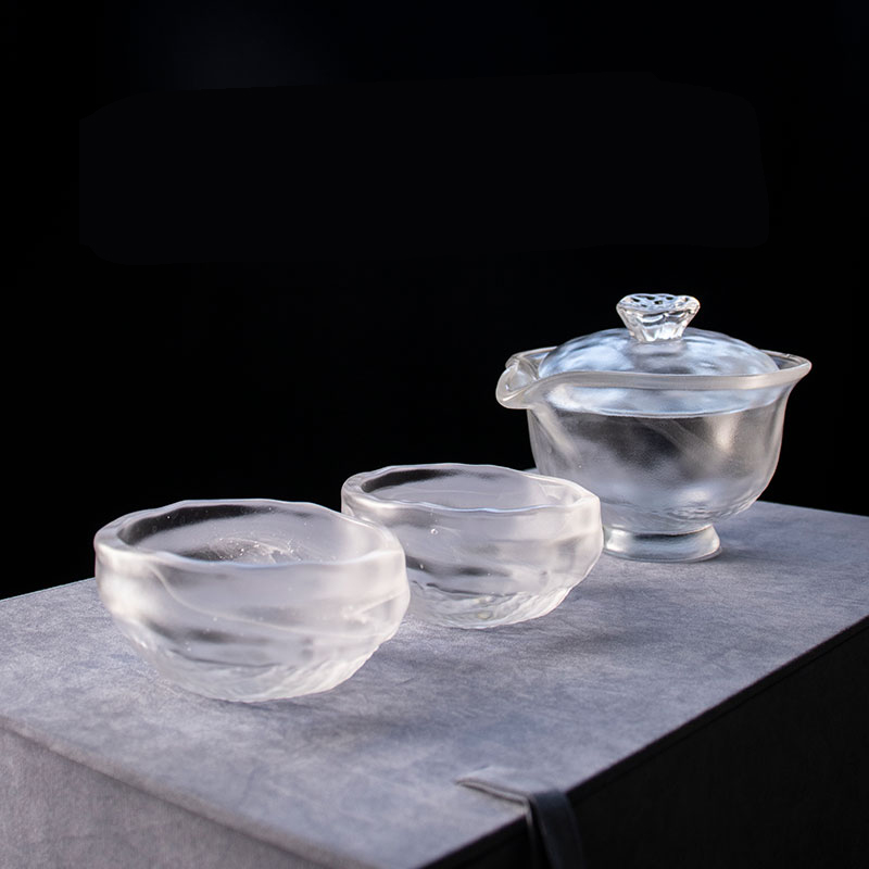 찻주전자, 찻잔이 포함된 투명 유리 차 세트