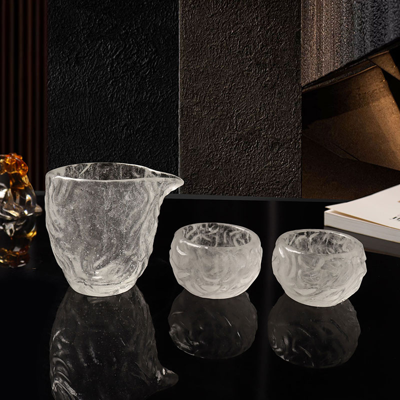 홈 오피스 회의 사용을 위한 버블 패턴 투명 유리 티컵 세트