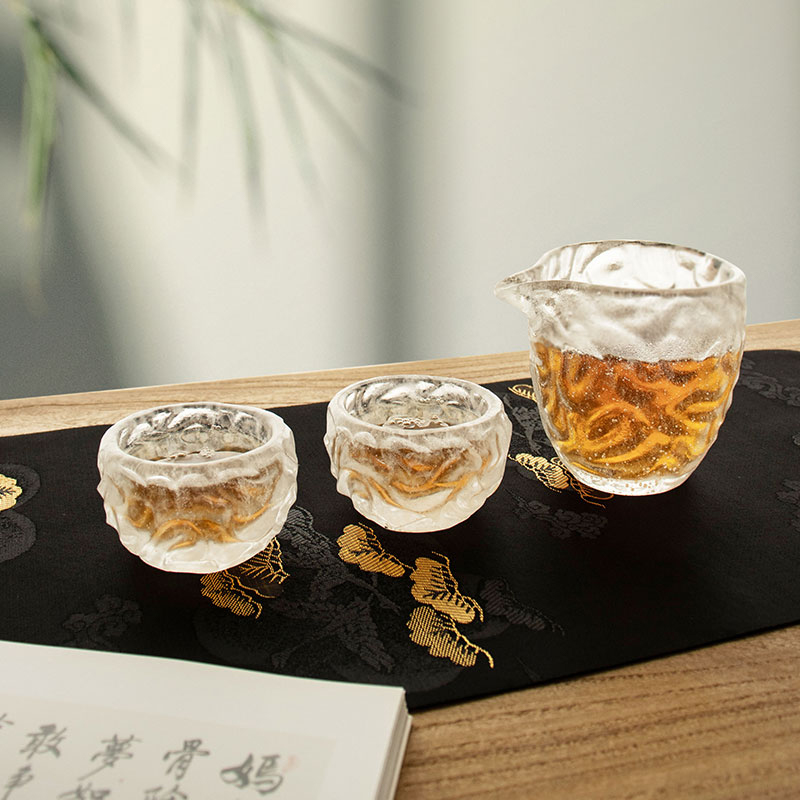 홈 오피스 회의 사용을 위한 버블 패턴 투명 유리 티컵 세트