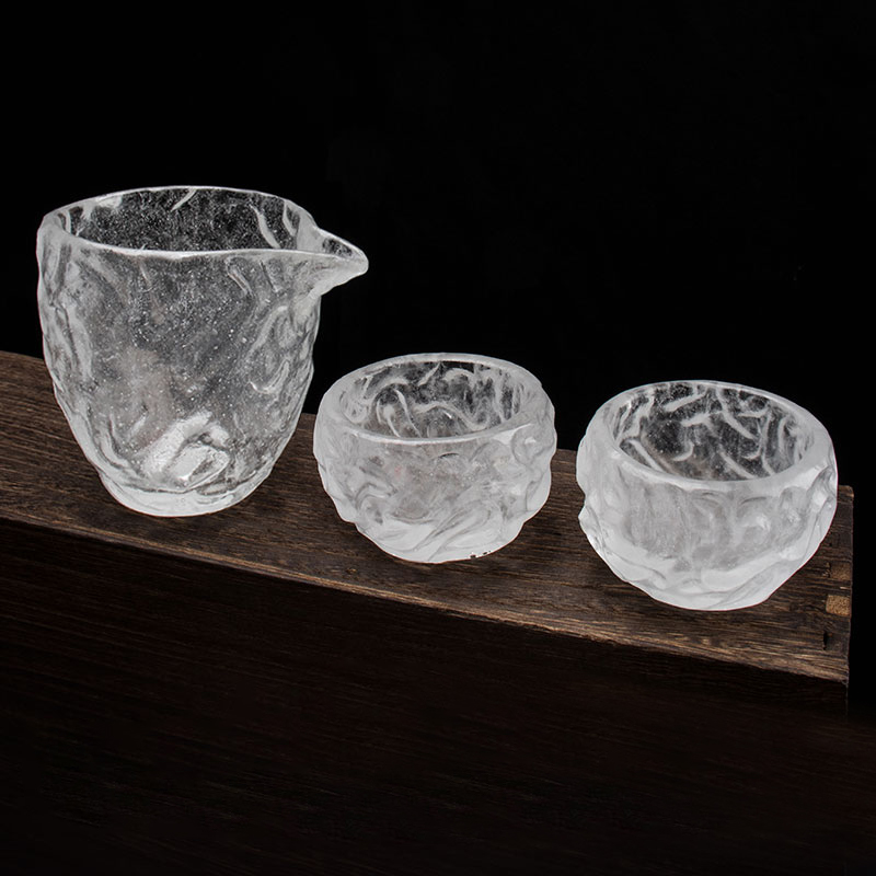 홈 오피스 회의 사용을 위한 버블 패턴 투명 유리 티컵 세트