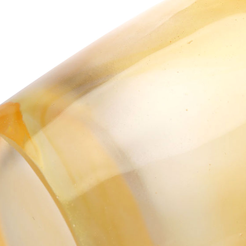 밀 이삭이 양각된 호박색 유리 꽃병