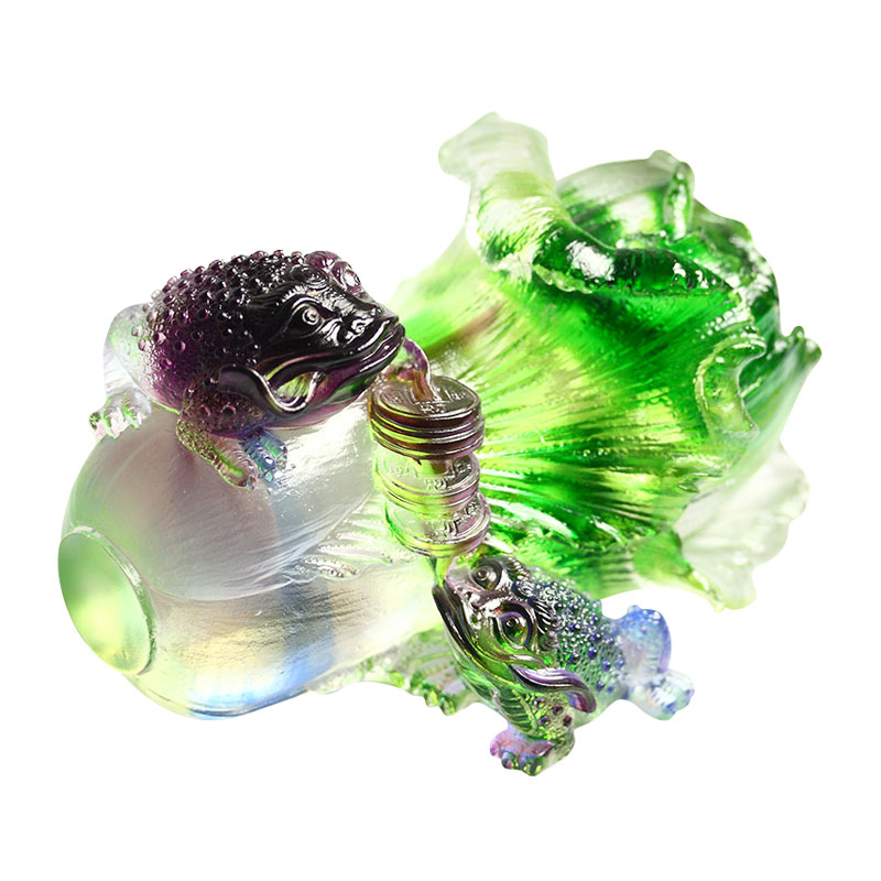 크리스탈 유리 황금 두꺼비 조각 장식품