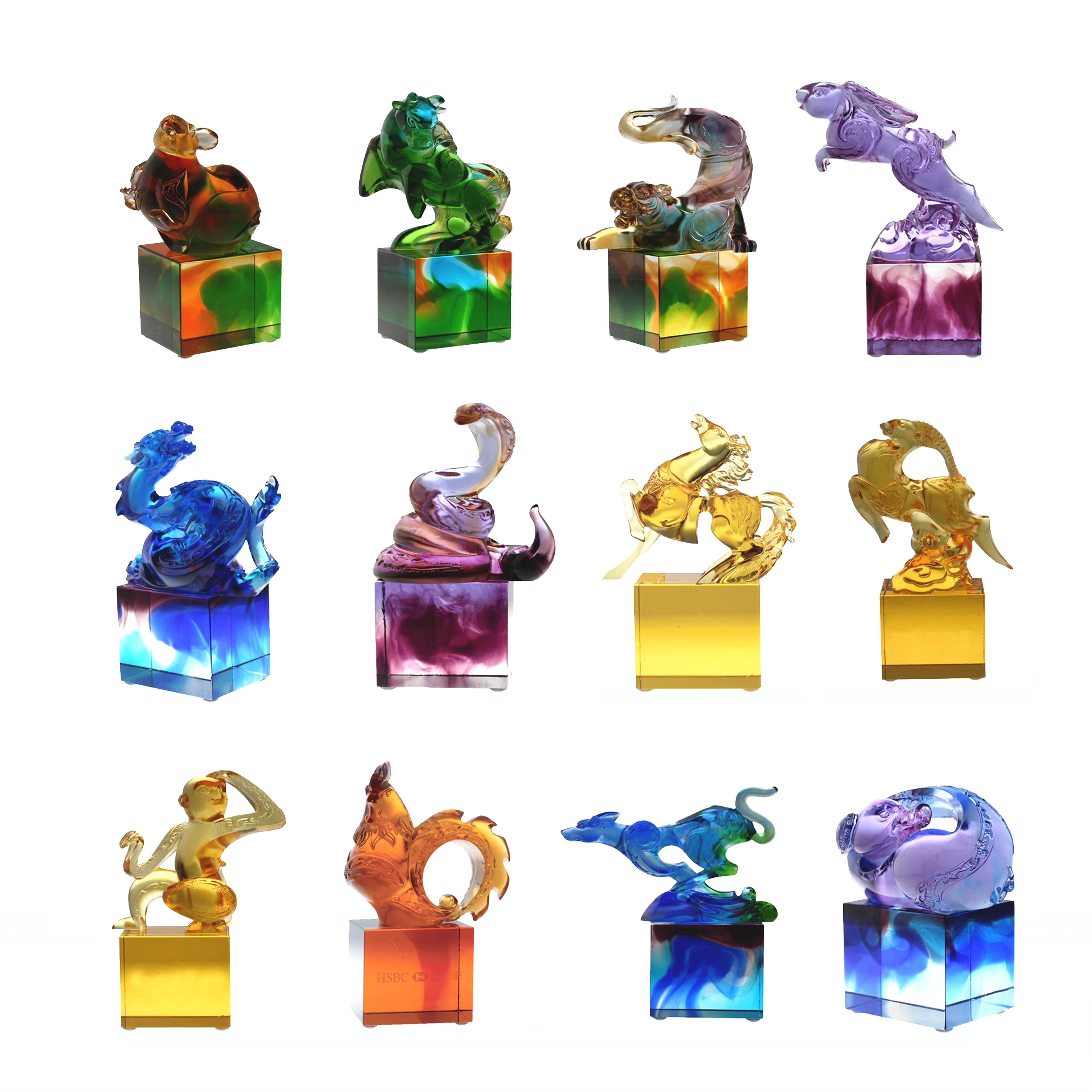 청록색 클래식 유리 인감 장식